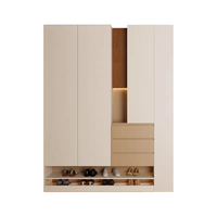 Meuble à chaussures en placage de bois blanc avec blocs de couleur, armoire d'entrée, armoire, meuble de salon