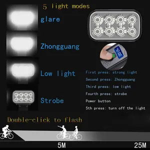 Đèn xe đạp trước bằng hợp kim nhôm <span class=keywords><strong>5000</strong></span> <span class=keywords><strong>Lumens</strong></span>, đèn <span class=keywords><strong>LED</strong></span> khẩn cấp, chống nước đạt chuẩn IP65, dùng cho đường trường, leo núi, đi đêm - Product Image 5