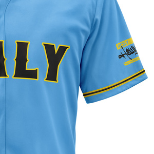 Camiseta de Béisbol Personalizada para Hombre, con Botones, Manga Corta, Estilo Hip Hop, Uniformes Deportivos, Color Azul Claro, Transpirable, para Softbol - Product Image 4