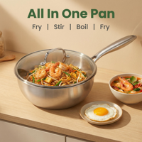 Ensemble de casseroles écologiques en acier inoxydable, compatibles avec les plaques à induction, casserole de cuisine de luxe à trois couches en acier inoxydable 316L sans revêtement