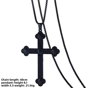 Collana di sottocultura Harajuku gotica giapponese per bambini alla moda nero retrò in lega di perline a croce ciondolo con maglie anniversari a catena - Product Image 6