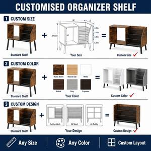 Retro Style Two-Layer Standing Type Wood Durable Large Capacity Vinyl <strong>Record</strong> Storage <strong>Cabinet</strong> for Home Living Room Decor Use - Product Image 6