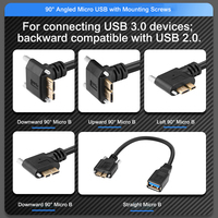Câble de données industriel USB 3.0 Type Femelle Verrouillable vers Micro USB B Mâle Triple Blindage 5 Gbit/s PVC Nickelé pour Caméra de Vision Industrielle