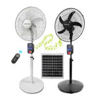 Ventilateur solaire 25W, batterie au lithium ternaire 15000mAh, réglage manuel de la vitesse à distance, sortie USB, lumière anti-moustiques, haut-parleur Bluetooth