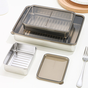 Recipientes de Almacenamiento de Alimentos de Acero Inoxidable 304, Rectangulares, con Tapa de Clip, Aptos para Microondas, Cajas para Preparación de Comidas, para Viajes y Uso en Refrigerador - Product Image 3