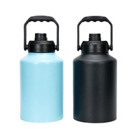 Bouteille d'eau en acier inoxydable 128oz en métal grande capacité voyage noir personnalisé avec poignée pichet d'eau d'un gallon