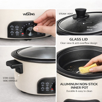 Nouvelle conception de casserole électrique 4,5 L, appareils électroménagers, réglage de la chaleur, couleur personnalisée, OEM ODM, couvercle en verre, multifonctions