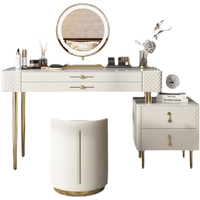 Table de luxe en bois massif en ardoise de roche coiffeuse avec miroir avec ensemble de maquillage de chaise