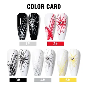 Vernis à ongles gel UV 5ml pour dessin d'araignées, noir et blanc, pour manucure, fournitures pour nail art - Product Image 2