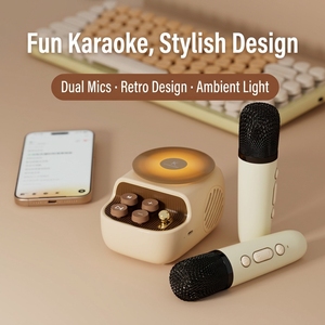 KUANGXIANG - Micrófono de <span class=keywords><strong>Karaoke</strong></span> Portátil Retro con Altavoz y Luz Nocturna Cálida, de China, para el Hogar - Product Image 2
