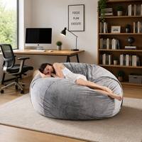 Fauteuil pouf géant en fausse fourrure de lapin de 120 cm, grand canapé paresseux, housse lavable en peluche douce, mobilier de salon et chambre à coucher