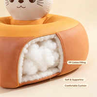 Chaise d'apprentissage ergonomique pour enfant, rembourrage en coton PP, tissu technique imperméable, siège au sol en forme d'animal, support dorsal haut, base antidérapante