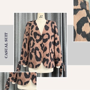 <span class=keywords><strong>AMENO</strong></span> Vêtements pour femmes Ensemble blazer d'été vintage peint en léopard pour femmes - Product Image 3