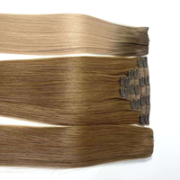Extensions de cheveux à clips en gros, 100% cheveux humains, cheveux russes bruts, double trame, vrais cheveux Remy, invisibles, sans couture, extensions à clips en PU