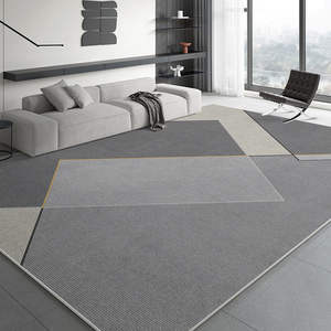 พรมปูพื้นลายเรขาคณิตทันสมัย รูปทรงสี่เหลี่ยมผืนผ้า ผลิตจากโพลีเอสเตอร์ กันลื่น เหมาะสำหรับห้องนั่งเล่น ห้องนอน ดีไซน์คริสตัลเวลเวท - Product Image 4