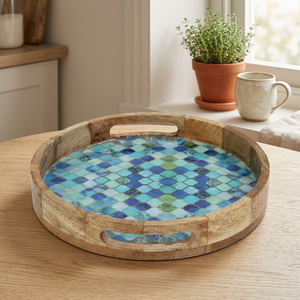 B.S INTERNATIONAL N282 OEM Customizable Handmade Multi-Function Animal Print High Enameled Pure Wooden Serving <b>Tray</b> Dishwasher - Product Image 1