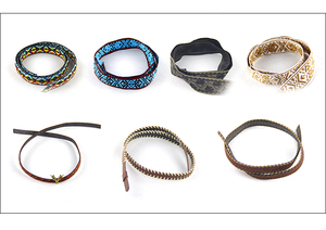 Nuevo estilo retro británico sombrero adornos pulsera 2 juegos fabricantes al por mayor Pu cuero aleación Rhinestone cinturón decorativo - Product Image 6