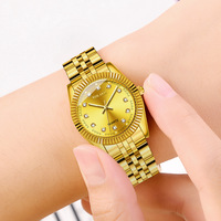 Montre Couple de Luxe en Or Diamantée en Gros, Nouveau Design Tendance à Quartz pour Femme et Homme