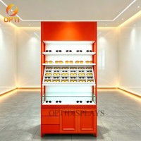 Muebles Modulares para Exhibición de Gafas en Color Naranja Vibrante, Mueble de Almacenamiento de Gafas con Iluminación LED