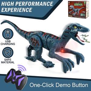 Jouets de dinosaures télécommandés, <span class=keywords><strong>Velociraptor</strong></span> électrique, yeux 3D, queue oscillante détachable, son de marche simulé - Product Image 2