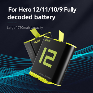 Batterie au lithium-ion Telesin, batterie de remplacement pour les caméras d'action GoPro <span class=keywords><strong>Hero</strong></span> 12/11/10/9 -- Batterie <span class=keywords><strong>Go</strong></span> <span class=keywords><strong>Pro</strong></span> - Product Image 2