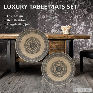 Juego de Manteles Individuales de Lujo para Bodas, Modernos, Redondos, de Yute, 38 cm de Diámetro, Ecológicos, Resistentes al Calor, para Desayuno y Cocina - Product Image 2