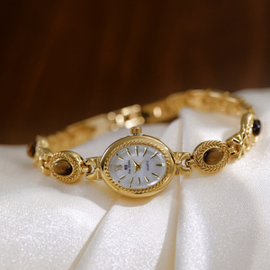 Vente directe d'usine, pierre naturelle œil de tigre, palette de couleurs Maillard, design vintage de style français, montre sport en alliage de quartz 18 mm - Product Image 2