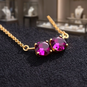 Colgante de Turmalina Rosa Versátil de Plata 925, Chapado en Oro de 18K y Rodio, Cadena Ovalada Elegante, Certificado por Terceros, Moda para Bodas - Product Image 3