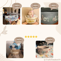 Ensemble de paniers de rangement en corde de coton personnalisés, faits main au crochet, organisateur de jouets avec nom, taille/couleur personnalisable, pour chambre de bébé