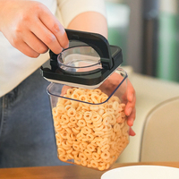 Ensemble de récipients hermétiques pour aliments, bocaux en plastique pour cuisine, empilables, pour céréales et pâtes, avec couvercle transparent à ouverture facile
