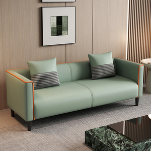 Sofá Doble de Cuero de Estilo Nórdico Minimalista Personalizado de Fábrica, Material Ecológico, Apto para Salas de Estar y Apartamentos - Product Image 4