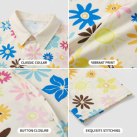 Chemises POLO personnalisées à boutons intégraux style Hawaï, chemises de travail avec bandes réfléchissantes, vêtements de travail haute visibilité, chemises de plage à motif fleur d'hibiscus