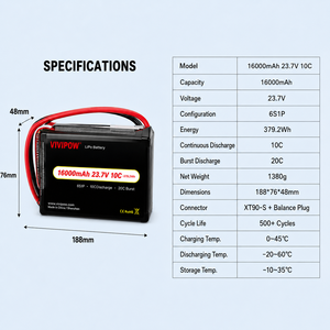 Promo Baterai Drone Berkualitas Tinggi CE 16000mAh 23.7V 10C 6S Paket Baterai 3.95V untuk EVTOL Industri Stok Massal - Product Image 2