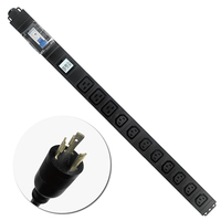 Vente chaude monophasé 11 voies IEC C13 C19 32A disjoncteur prise PDU montage en rack vertical