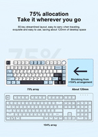 AULA F75 Joint clavier mécanique sans fil Tri-Mode (BT/2.4G/filaire), structure de joint touches entièrement remplaçables à chaud pour les jeux