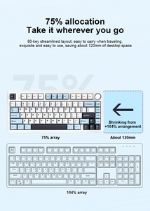 Junta AULA F75 Teclado mecánico Inalámbrico Tri-Mode (BT/2,4G/Wired), Estructura <span class=keywords><strong>de</strong></span> junta Teclas totalmente intercambiables en caliente para juegos - Product Image 3