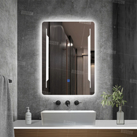 Miroir mural rectangulaire LED moderne avec capteur tactile, lumière décorative pour salle de bain, miroirs lumineux pour la maison et l'hôtel