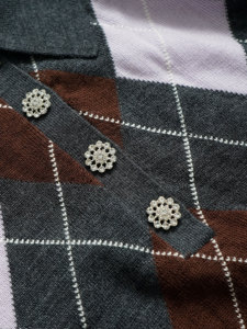 Suéter de Alta Calidad para Otoño e Invierno, Nuevo, Color <span class=keywords><strong>Gris</strong></span> Mixto, Diseño de Cuadros de Diamante, Cuello Polo - Product Image 5