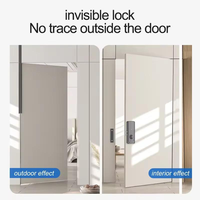 Pas de perçage Smart Invisible Porte intérieure Invisible Loc Kmetal Porte en fer Noir Swipe Card Serrure à induction électronique Serrure TUYA