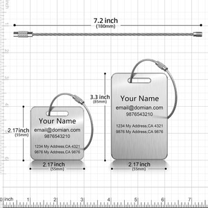 Étiquette de bagage en acier inoxydable personnalisable avec contenu ou logo, carte d'étiquetage, gravure laser, impression, matériau vierge - Product Image 3