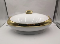 Plat de service ovale haut de gamme 3L 4L 5L 6L, texture mate, chauffe-plat isotherme, design de base avec accents argentés