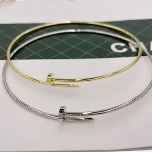 Luxus-Designer-Marke <span class=keywords><strong>CA</strong></span> Nail Torques Choker Unisex 45cm Original Diamantketten 18K Gold Silber Plattiert Edelstahl Herz - Product Image 3