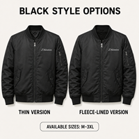 Blouson Bomber Unisexe Noir Brodé Dragon Tigre Coupe-Vent Hiver Col Montant Zippé Streetwear Style Aviateur Personnalisé OEM ODM Vente en Gros