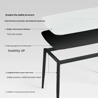 Table à manger en bois massif et dalle de pierre, style minimaliste et luxueux, avec plateau réglable, mobilier compact pour la maison, pour 4 à 6 personnes