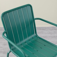 Fauteuil de salle à manger moderne vert aluminium métal Vente en gros LL pour chambre à coucher utilisation parc empilable jardin chaise de café salon