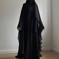 Ensemble Abaya en Satin Tissé Casual Personnalisé en 2 Pièces, Robe Intérieure, Vêtements Musulmans Modestes pour Femmes Turques, Dubai, Vêtements Islamiques en Gros, Couverture de Luxe
