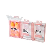 Boîte en plastique PET transparente imprimée personnalisée jetable pour l'affichage, emballages pour éponges de maquillage, emballages de beauté