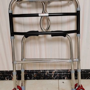 Walking Aid Stainless Steel Height Adjustable Foldable <b>Walker</b> For <b>Elderly</b> Mobility Support With Red Wheels Home Use - Product Image 4