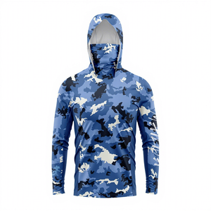 Chemise de pêche à manches longues à capuche camouflage pour homme, UPF 50, anti-UV, polyester, pull-over, vêtements pour adultes - Product Image 3