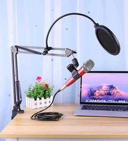 Support OEM de microphone de bureau, réglable, pliable, personnalisé